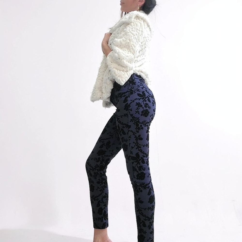 NWOT Old Navy Elegant Deep Blue and Velvety Black Roses Pants